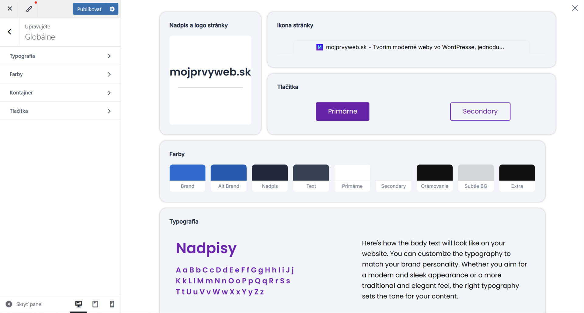 Globálne nastavenia - WordPress - Základy