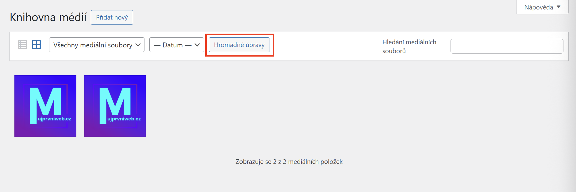 Hromadné úpravy súborov. - WordPress - Základy - WordPress - Základy