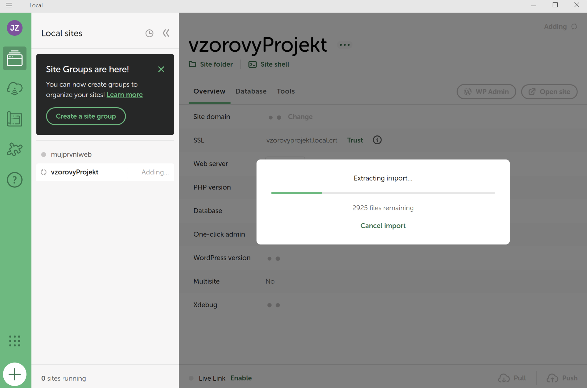 Importovanie projektu. - WordPress - Základy - WordPress - Základy