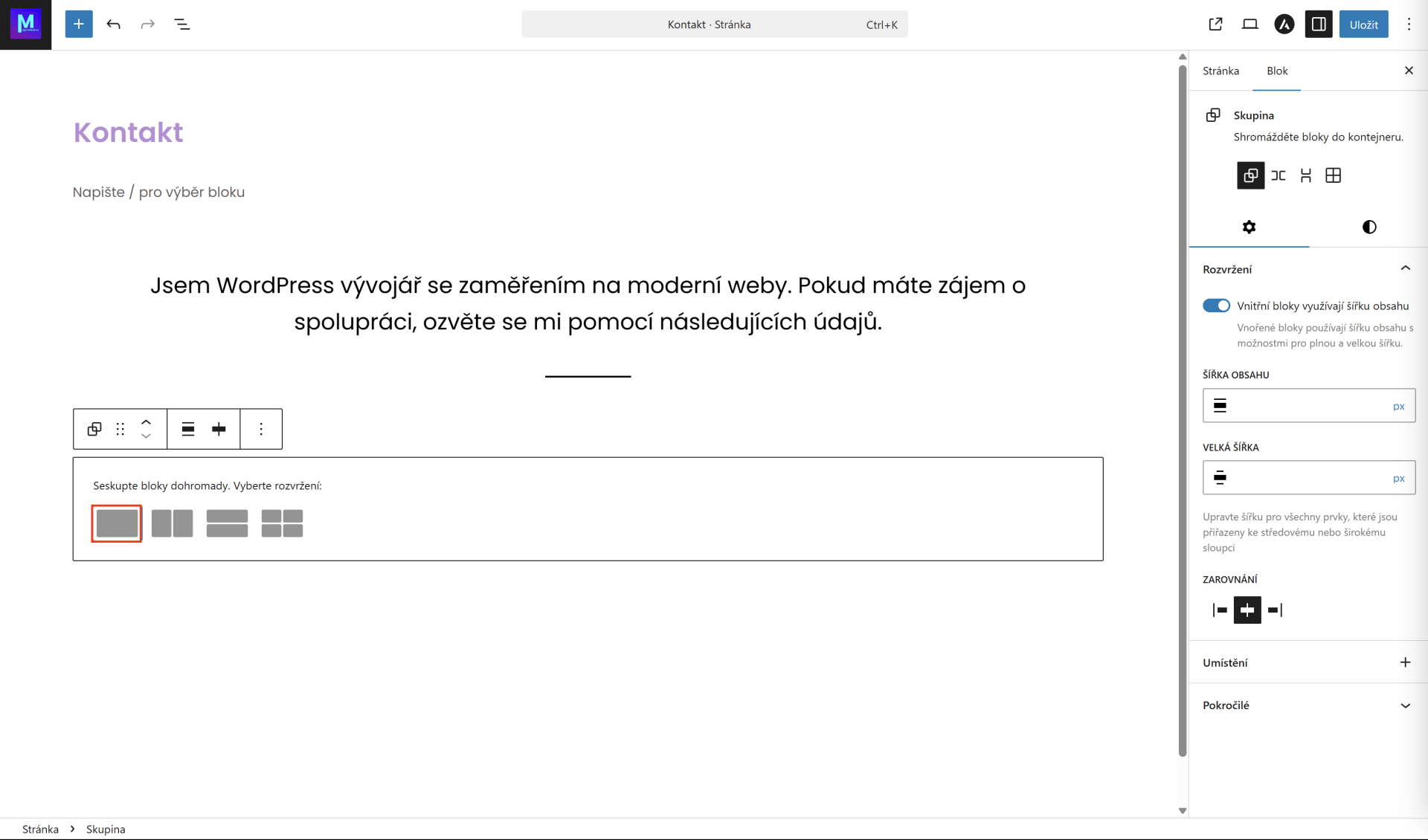 Radenie do kontajnera. - WordPress - Základy - WordPress - Základy