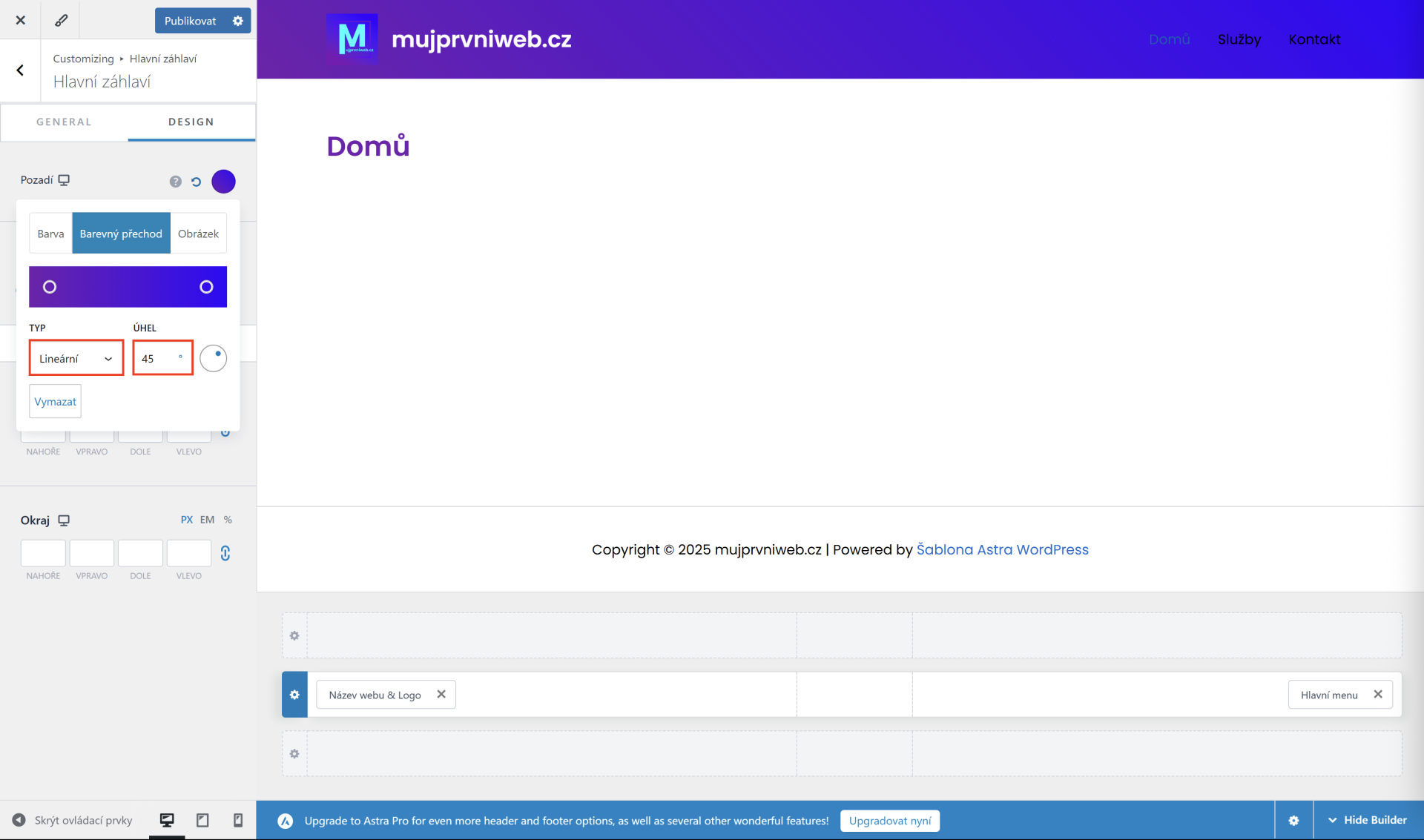 Zmena typu a uhla prechodu. - WordPress - Základy - WordPress - Základy