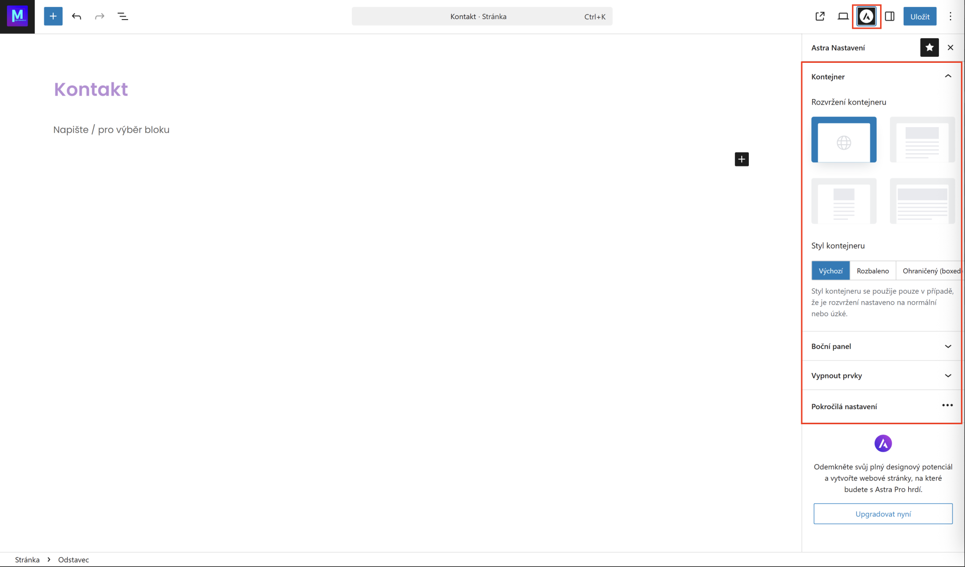 Nastavenie Astra. - WordPress - Základy - WordPress - Základy