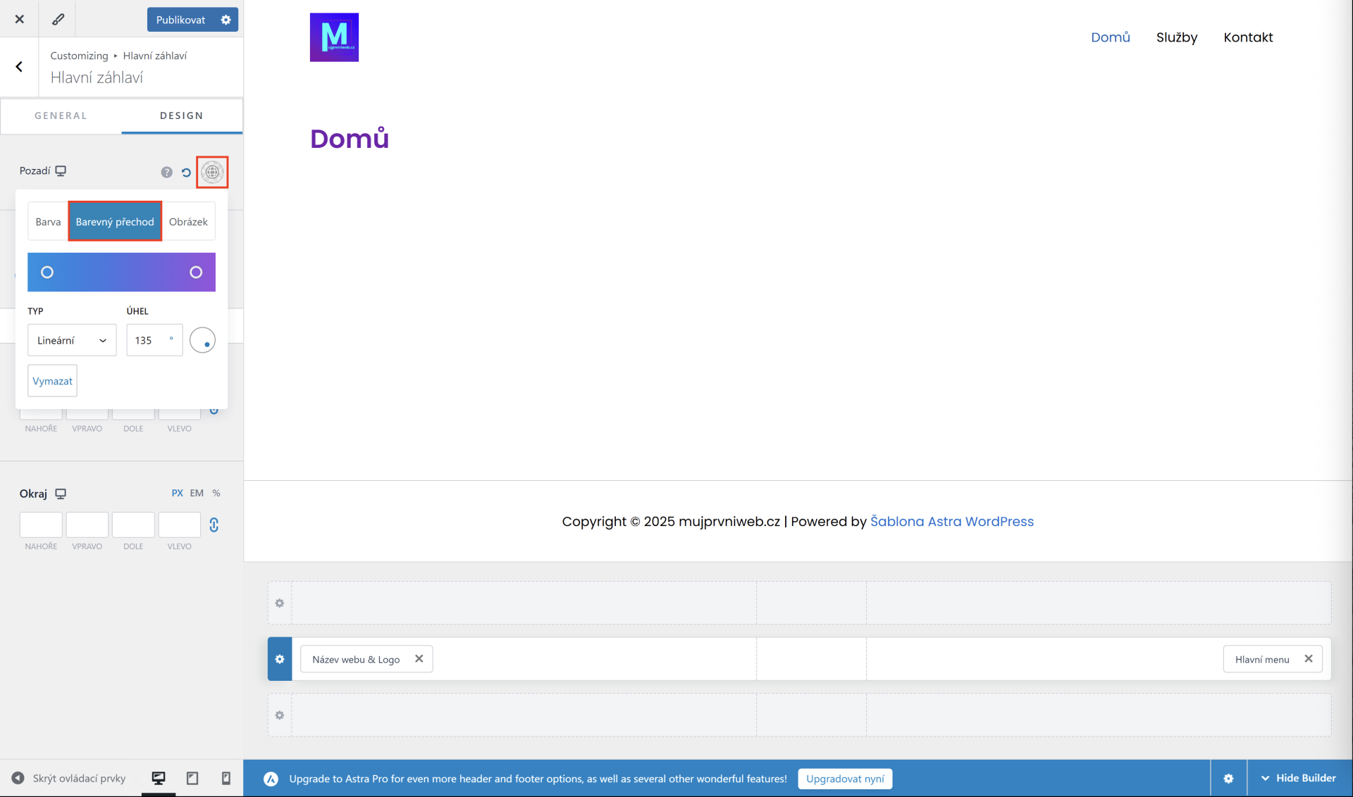 Nastavenie pozadia hlavičky. - WordPress - Základy - WordPress - Základy