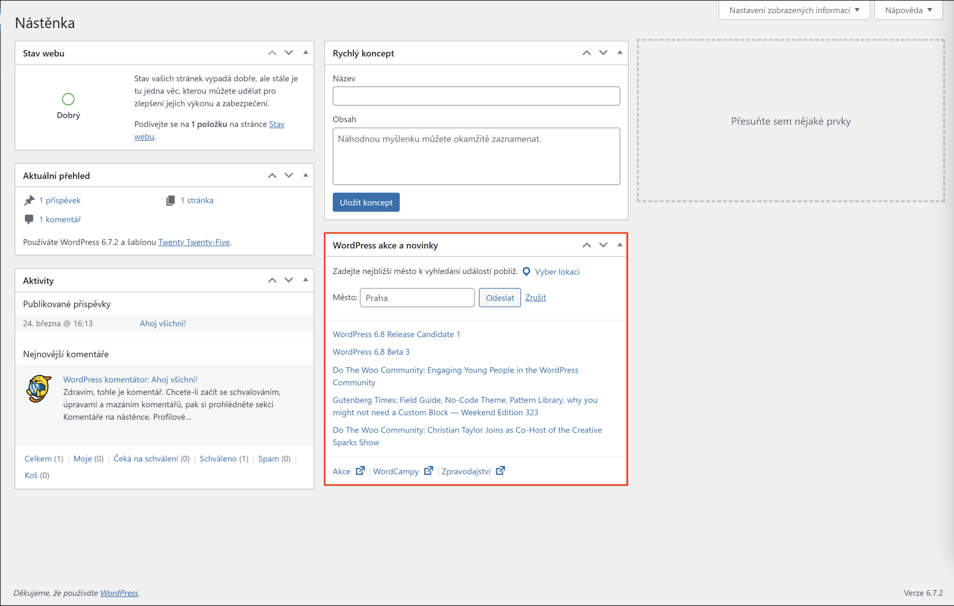 Nástenka – novinky zo sveta WordPressu - WordPress - Základy - WordPress - Základy