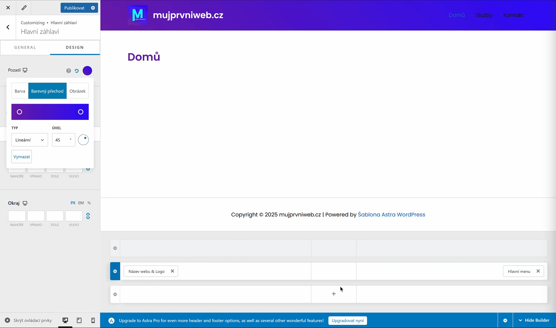 Úpravy farebného prechodu. - WordPress - Základy - WordPress - Základy