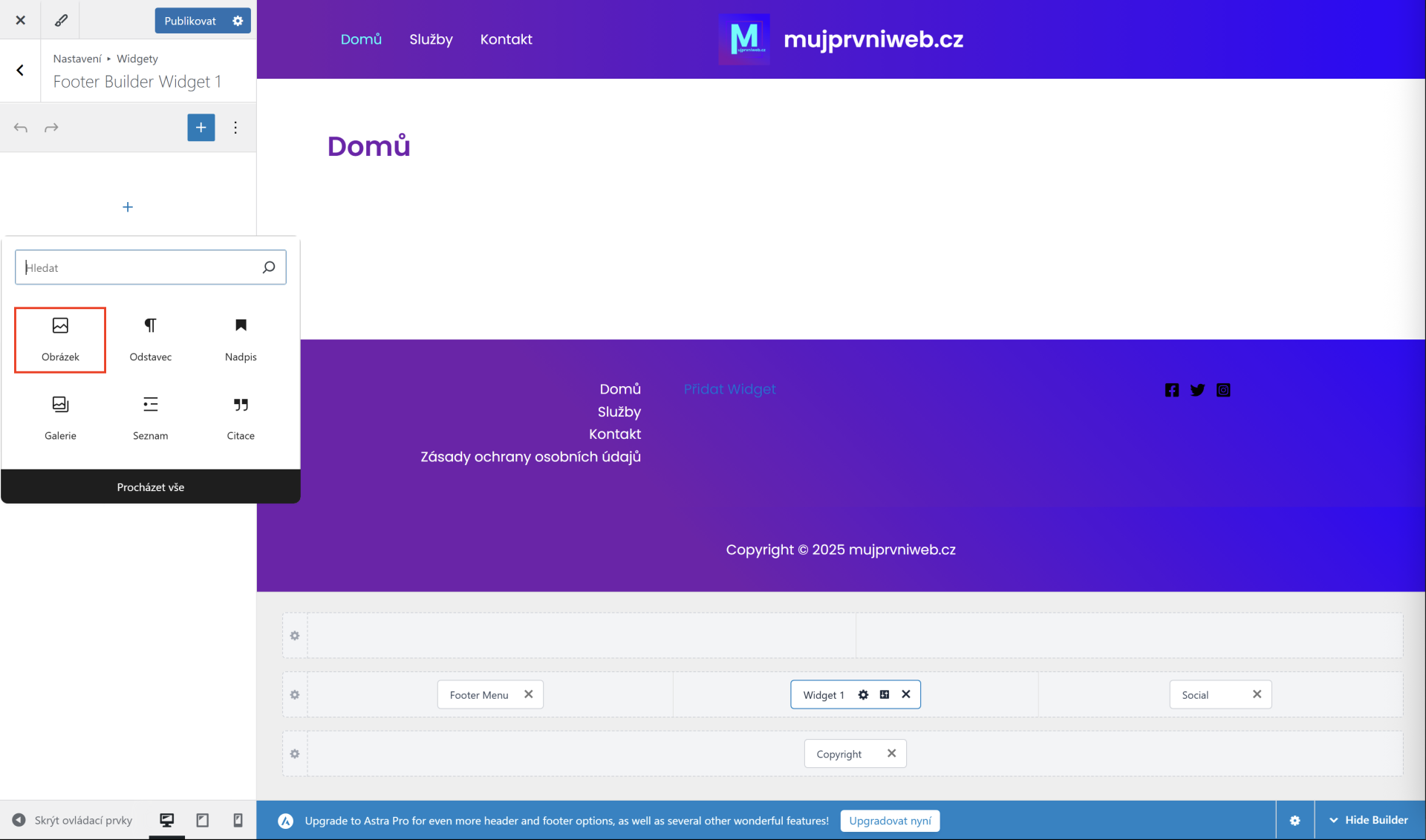 Pridanie obrázku do widgetu. - WordPress - Základy - WordPress - Základy