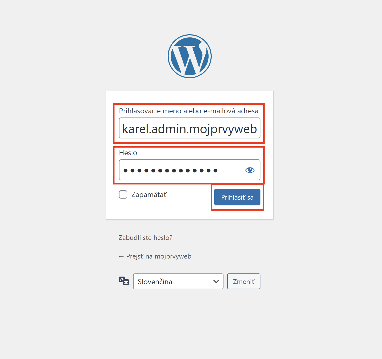Prihlásenie do administrácie WordPressu - WordPress - Základy