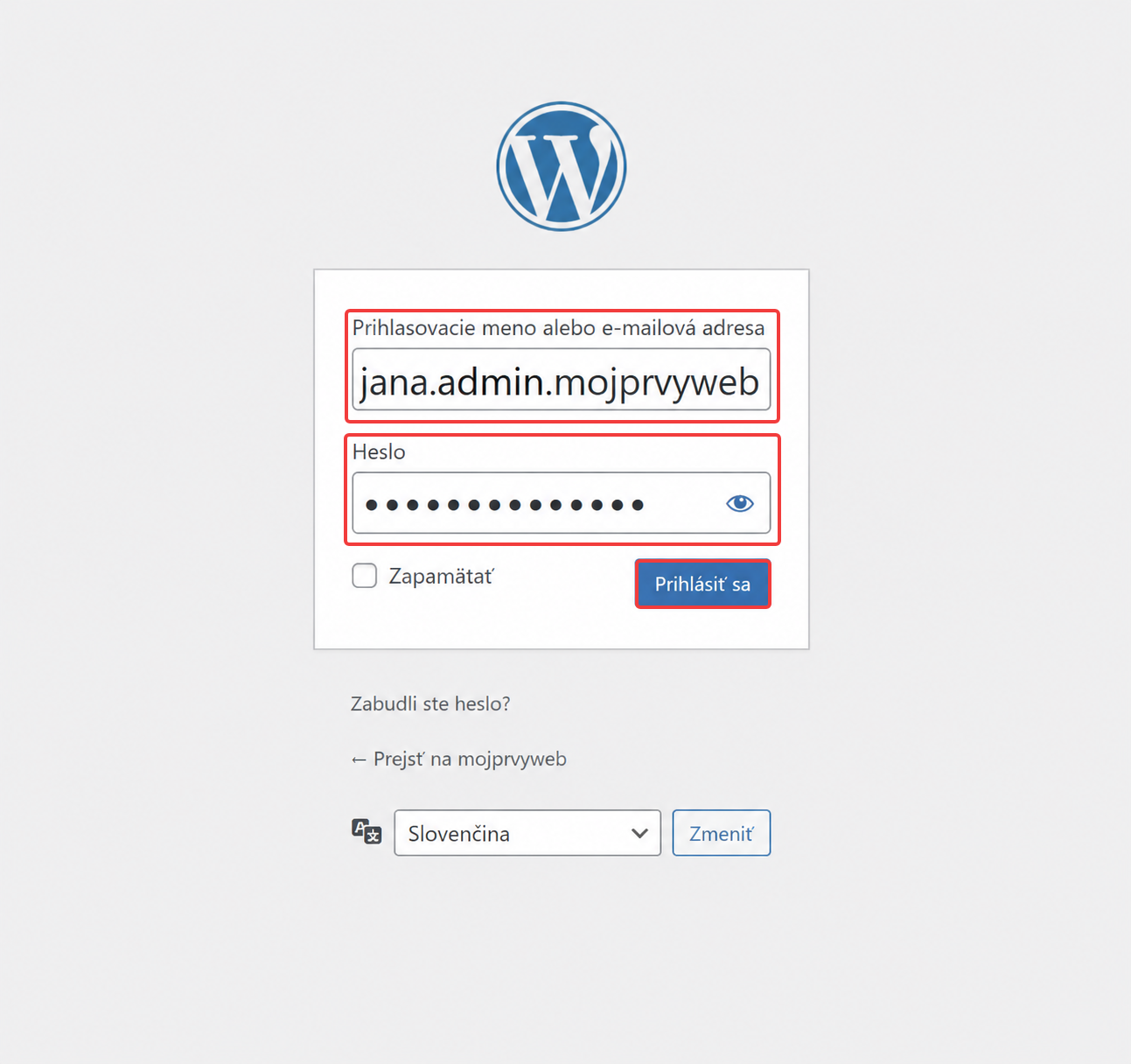 Prihlásenie do administrácie WordPressu - WordPress - Základy