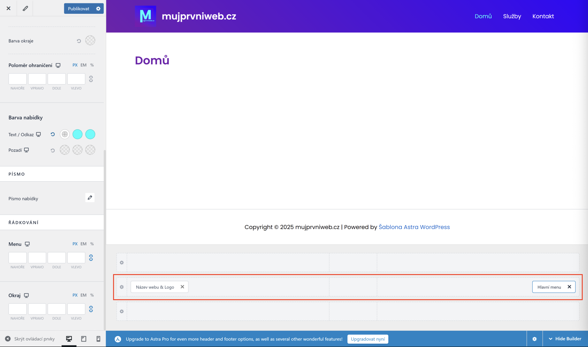 Rozvrhnutie hlavičky. - WordPress - Základy - WordPress - Základy