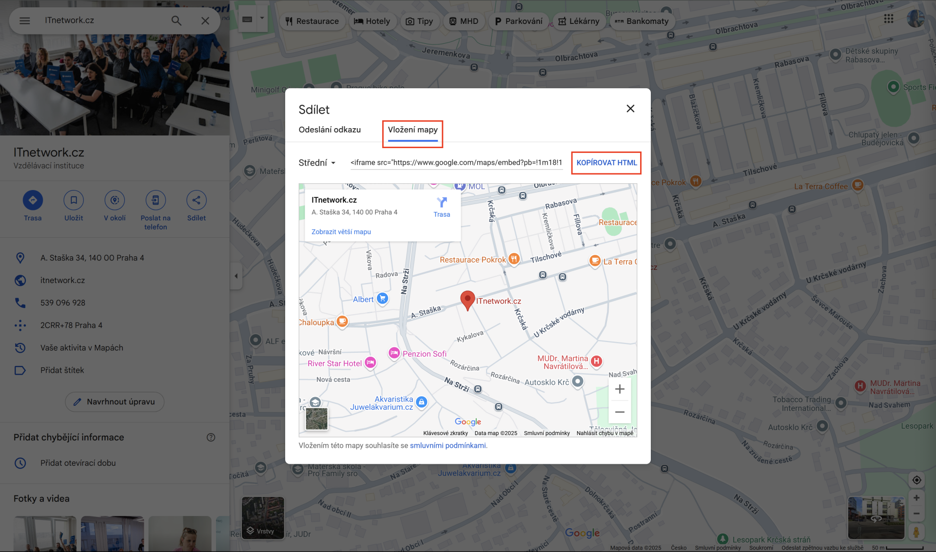 Kopírovanie HTML odkazu na iframe. - WordPress - Základy - WordPress - Základy