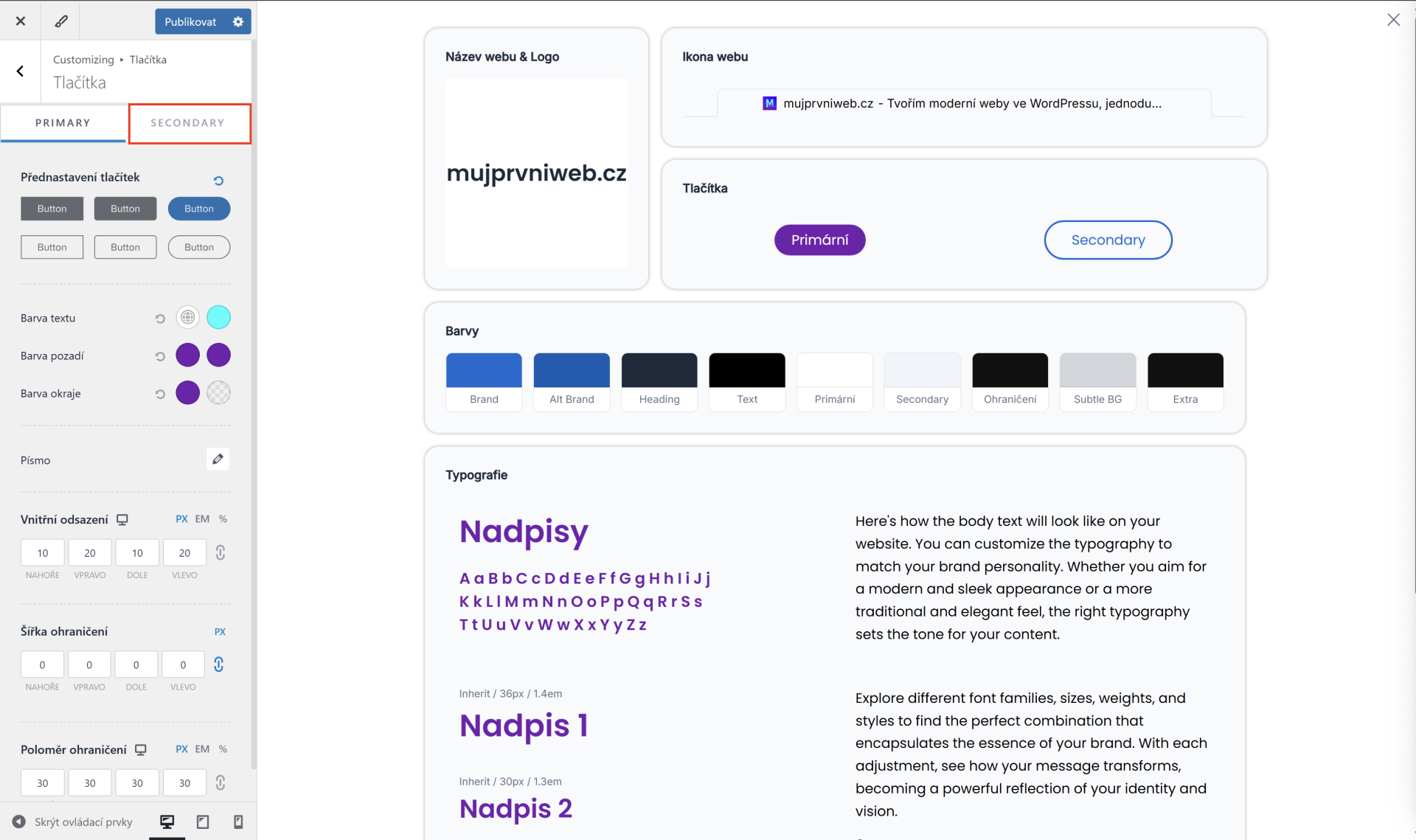 Sekundárne tlačidlo. - WordPress - Základy - WordPress - Základy
