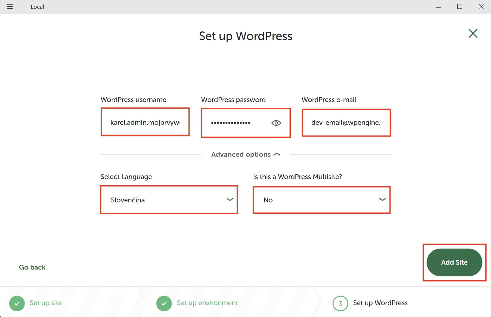 Nastavenie prístupových údajov - WordPress - Základy