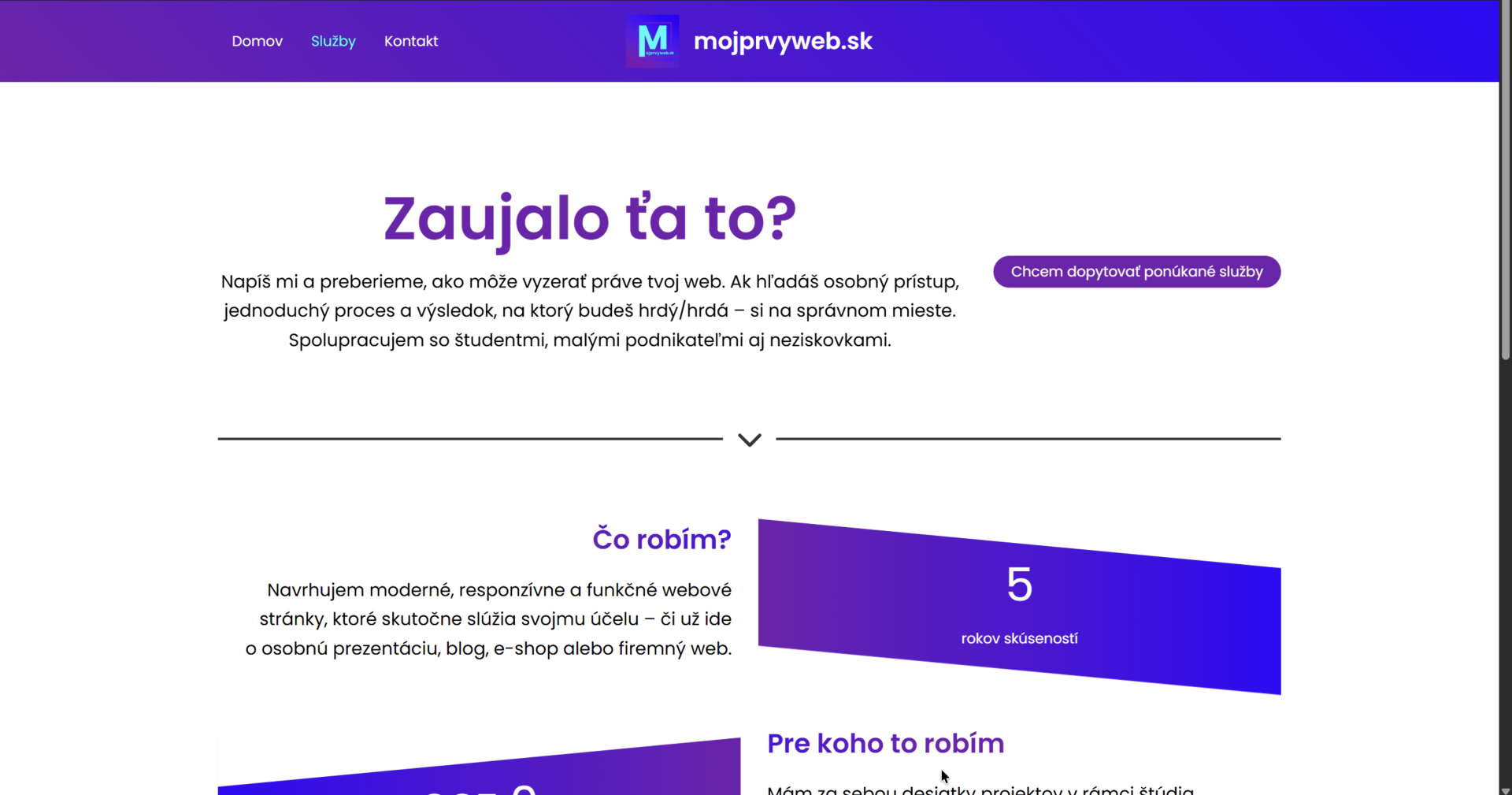 Stránka Služby - WordPress - Základy