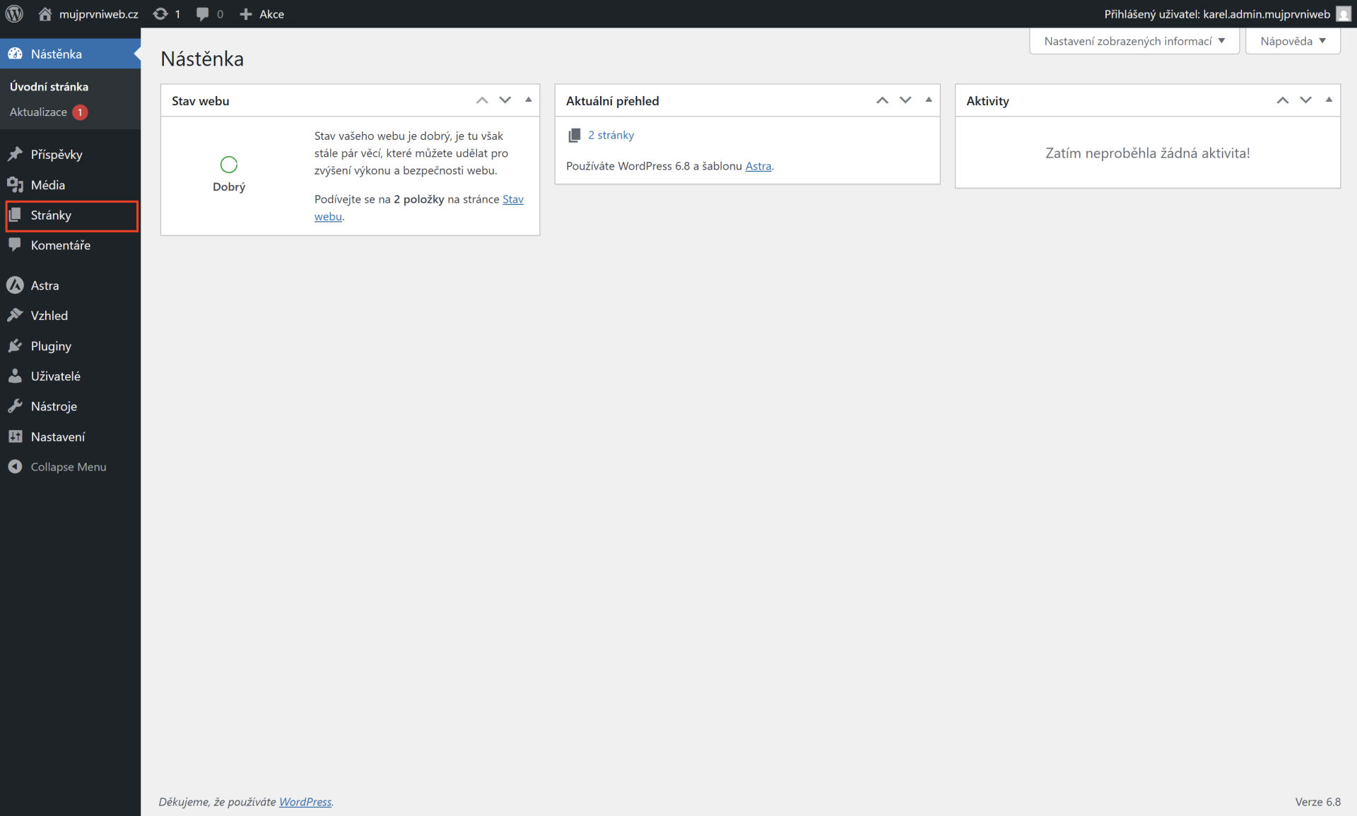 Prechod na prehľad stránok. - WordPress - Základy - WordPress - Základy