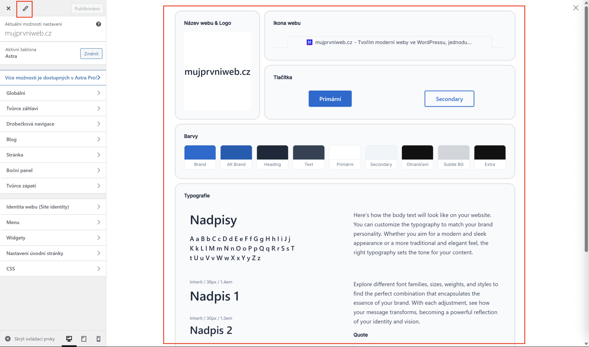 Prehľad prvkov na stránke. - WordPress - Základy - WordPress - Základy