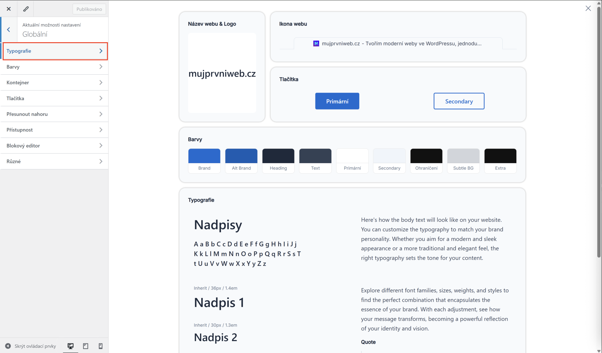 Nastavenie typografie. - WordPress - Základy - WordPress - Základy