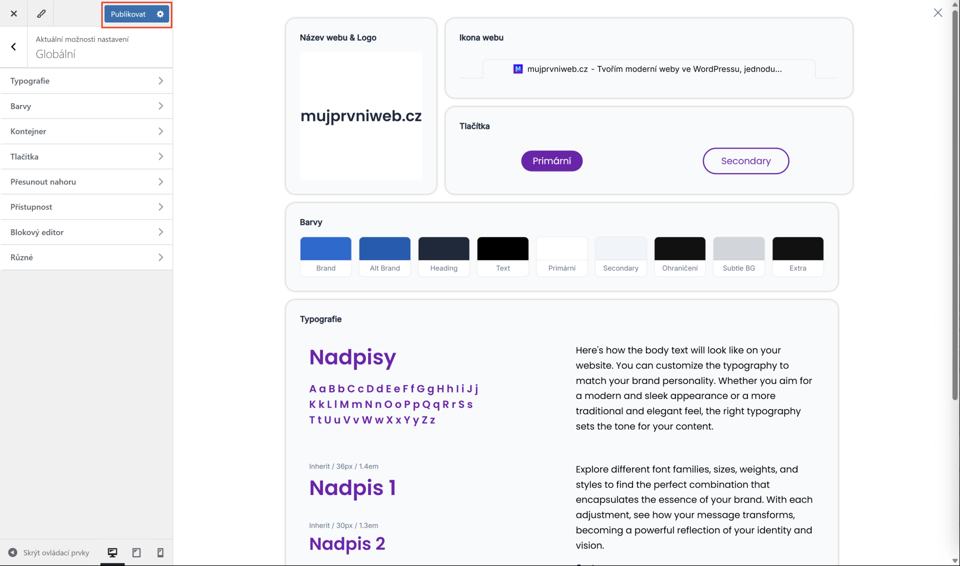 Uloženie a publikovanie zmien. - WordPress - Základy - WordPress - Základy