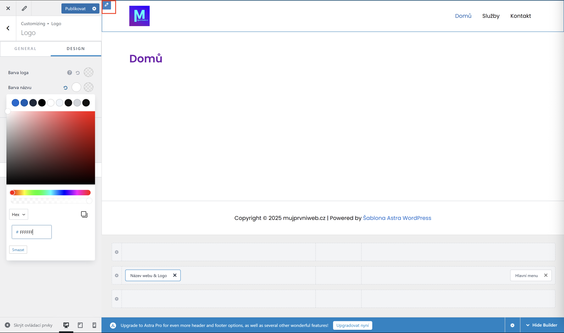 Úprava vzhľadu hlavičky. - WordPress - Základy - WordPress - Základy