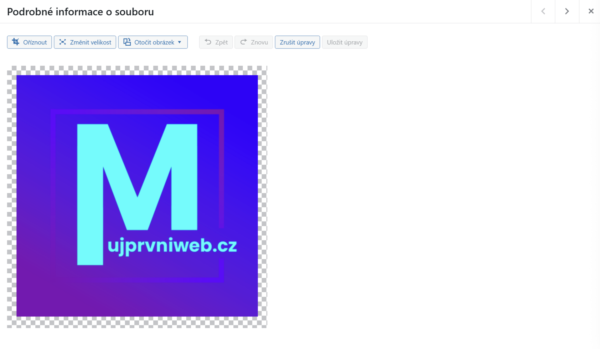 Možnosti úpravy obrázka. - WordPress - Základy - WordPress - Základy