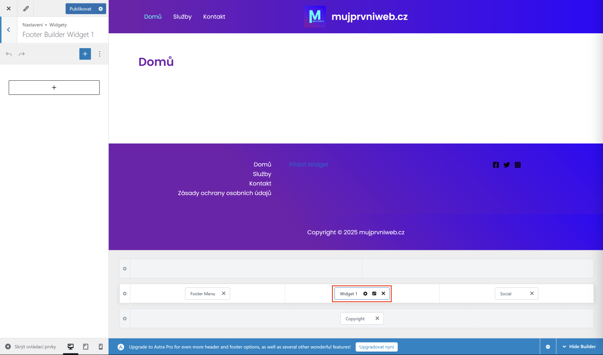 Úprava widgetu v pätičke. - WordPress - Základy - WordPress - Základy