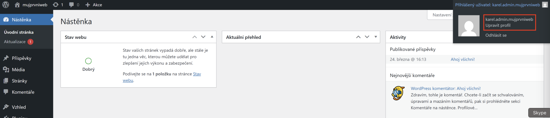 Úprava profilu - WordPress - Základy - WordPress - Základy