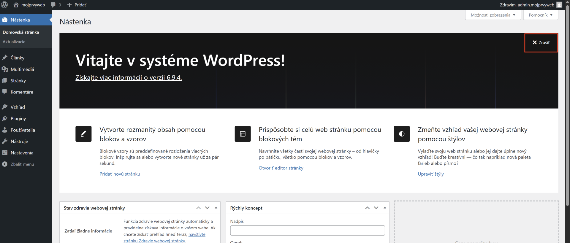 Nástenka - WordPress - Základy