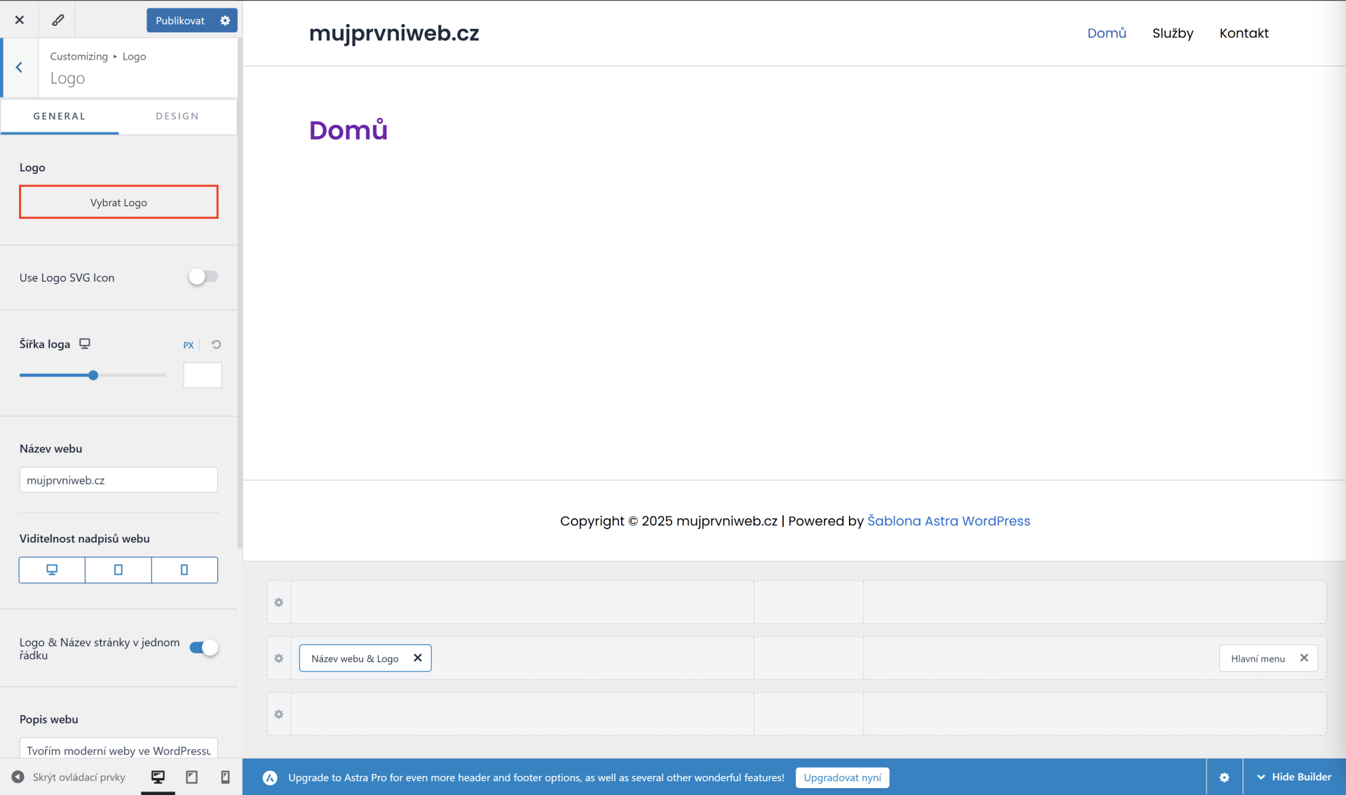 Vloženie loga do hlavičky stránky. - WordPress - Základy - WordPress - Základy