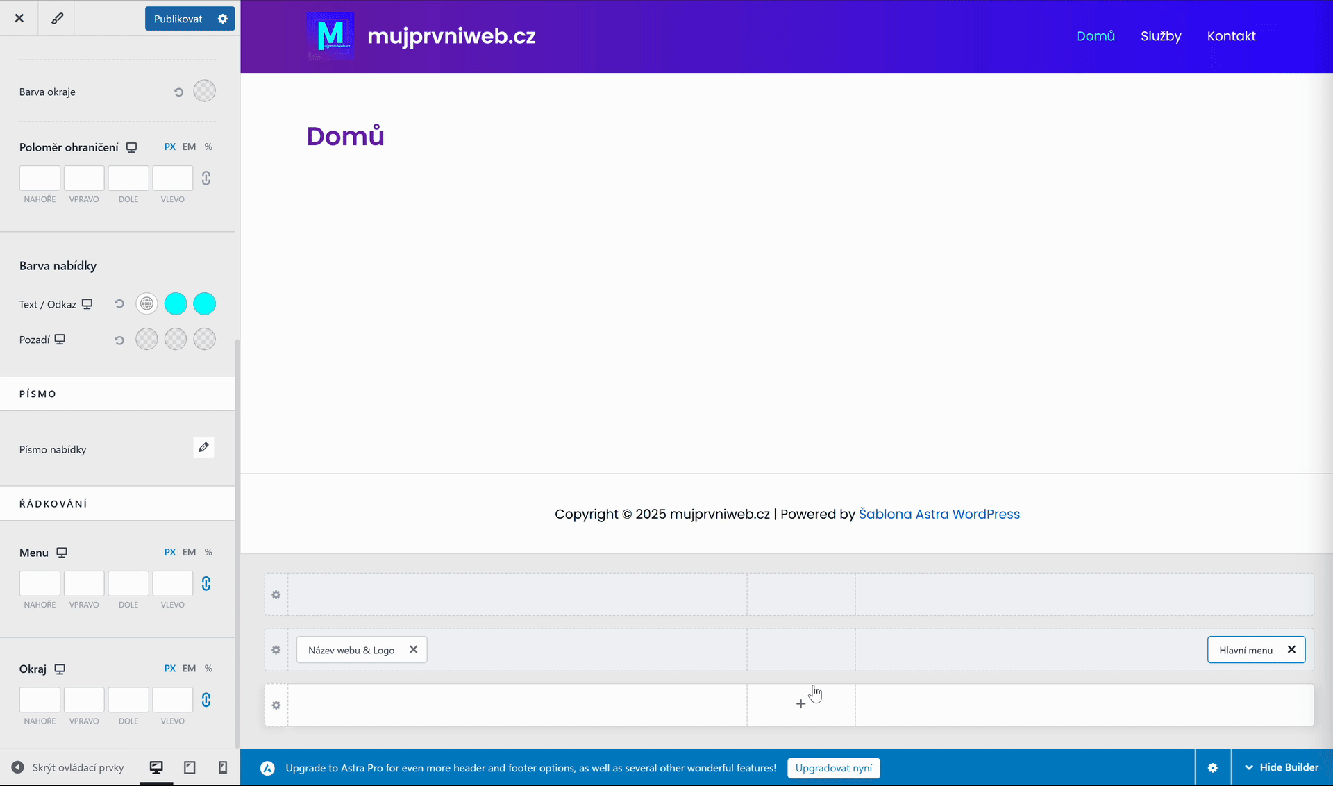 Úprava hlavičky. - WordPress - Základy - WordPress - Základy