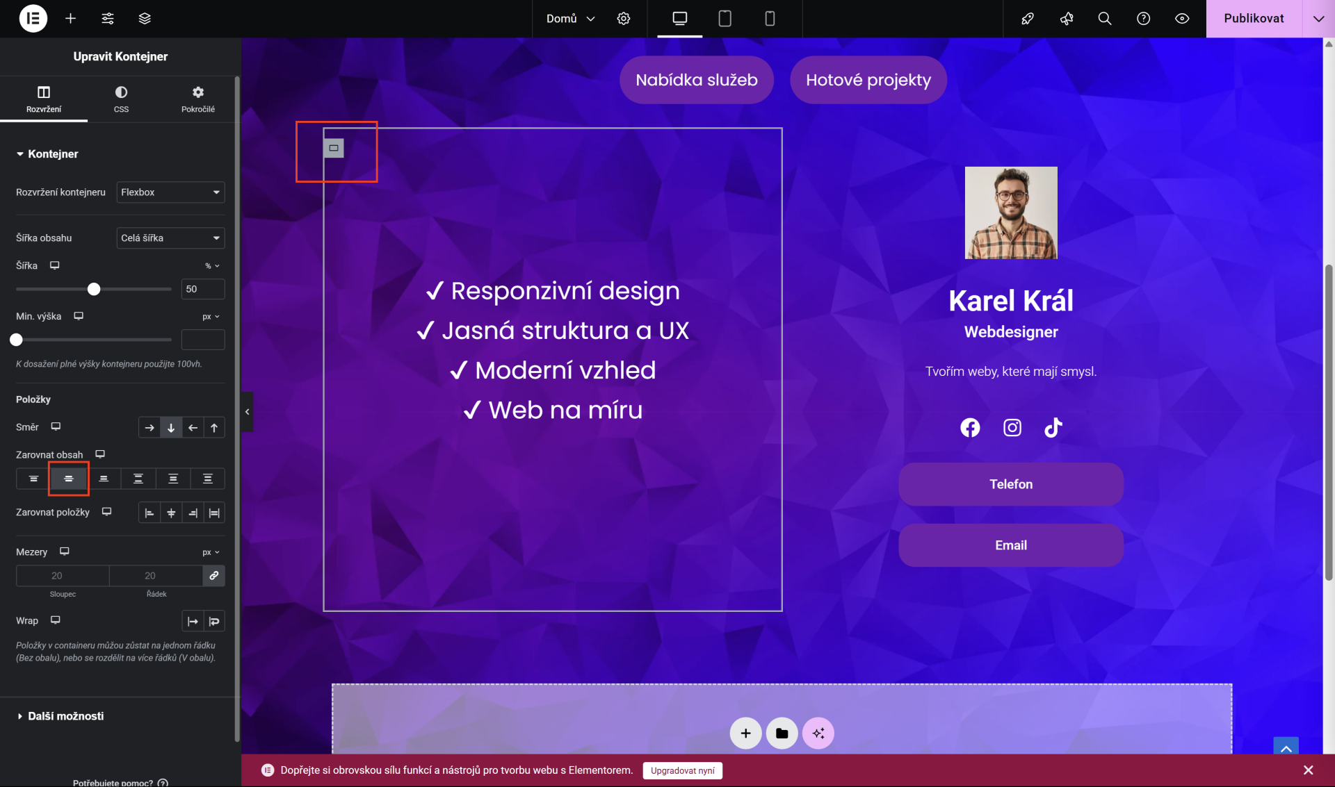 Vertikálne zarovnanie textu na stred. - WordPress - Základy - WordPress - Základy