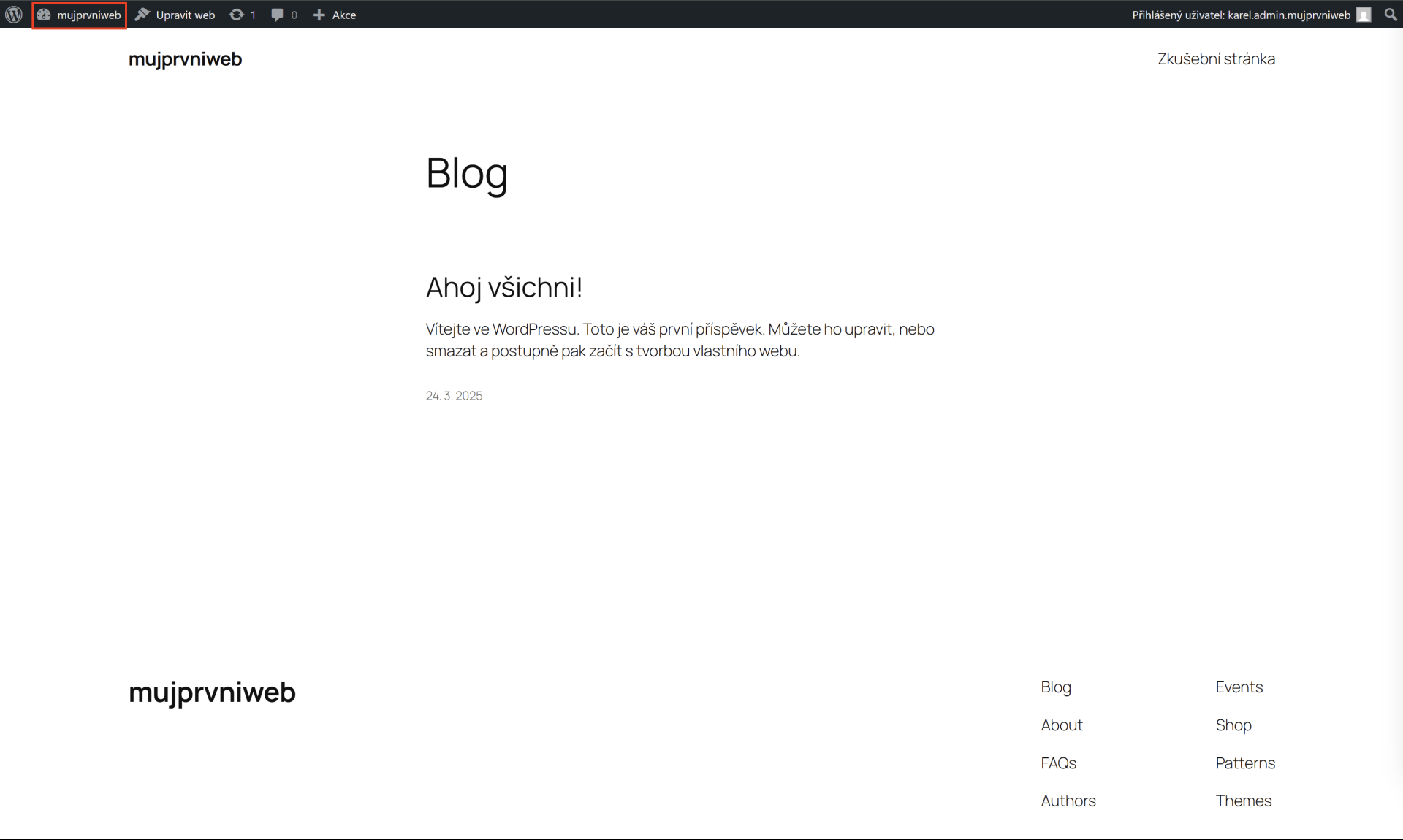 Skúšobná WordPress stránka - WordPress - Základy - WordPress - Základy