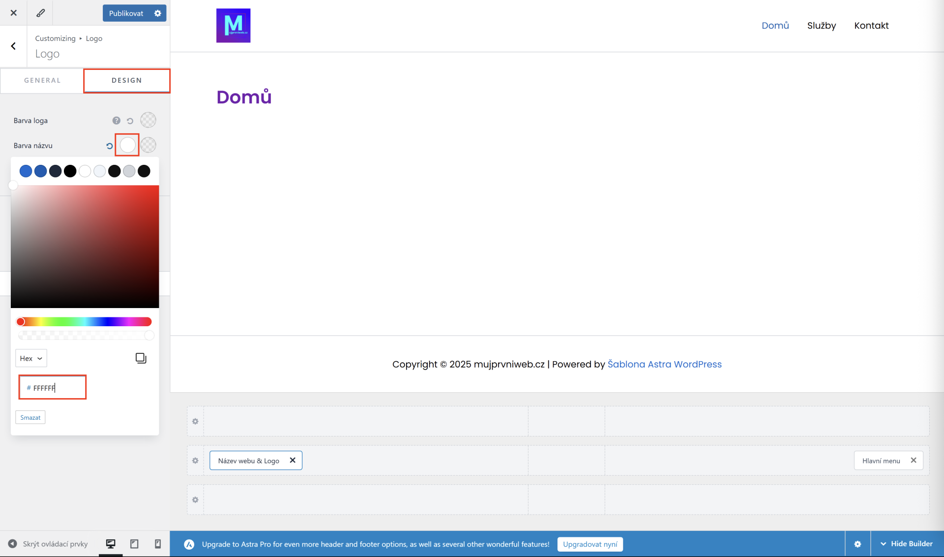 Zmena farby názvu webu. - WordPress - Základy - WordPress - Základy