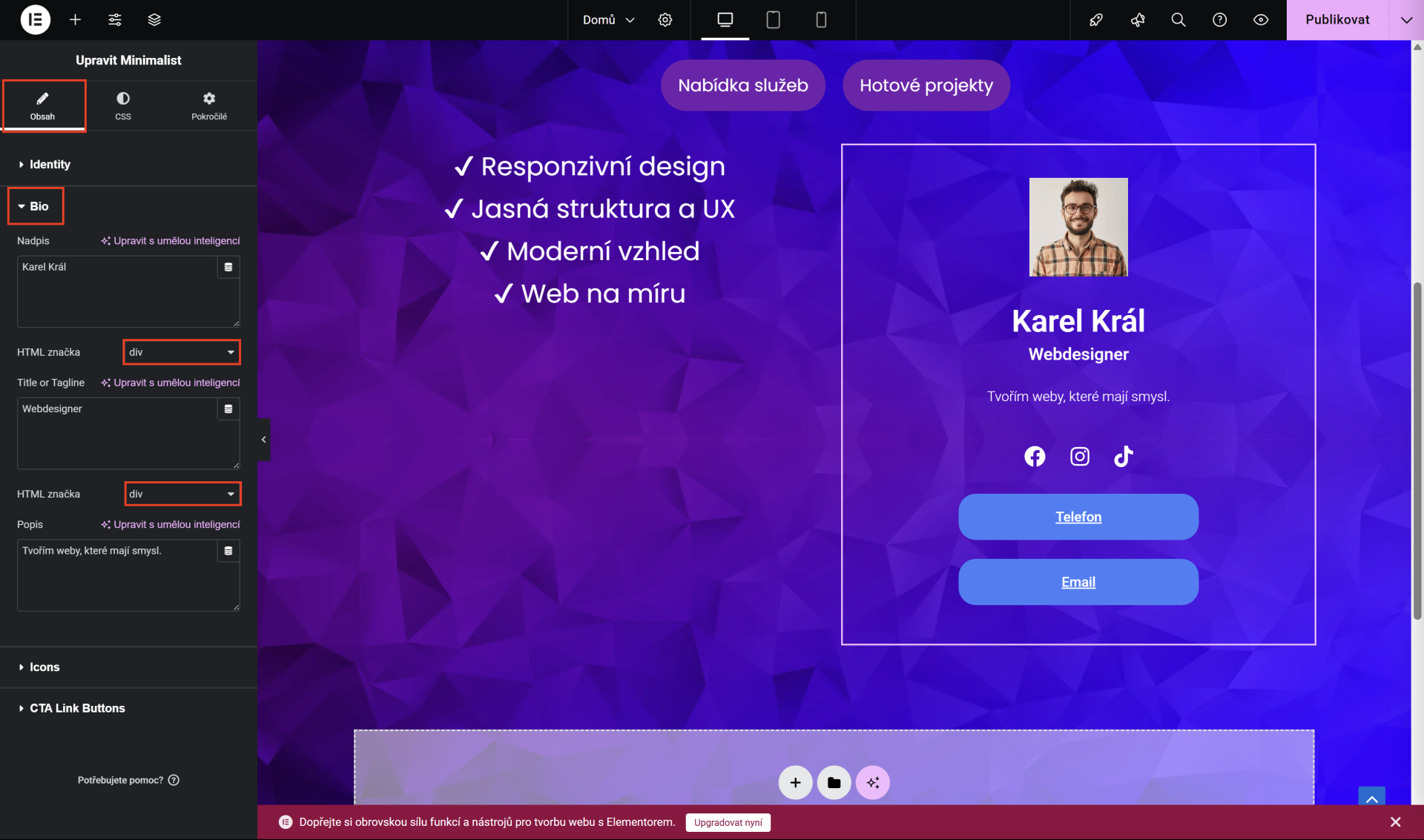Zmena HTML značky. - WordPress - Základy - WordPress - Základy