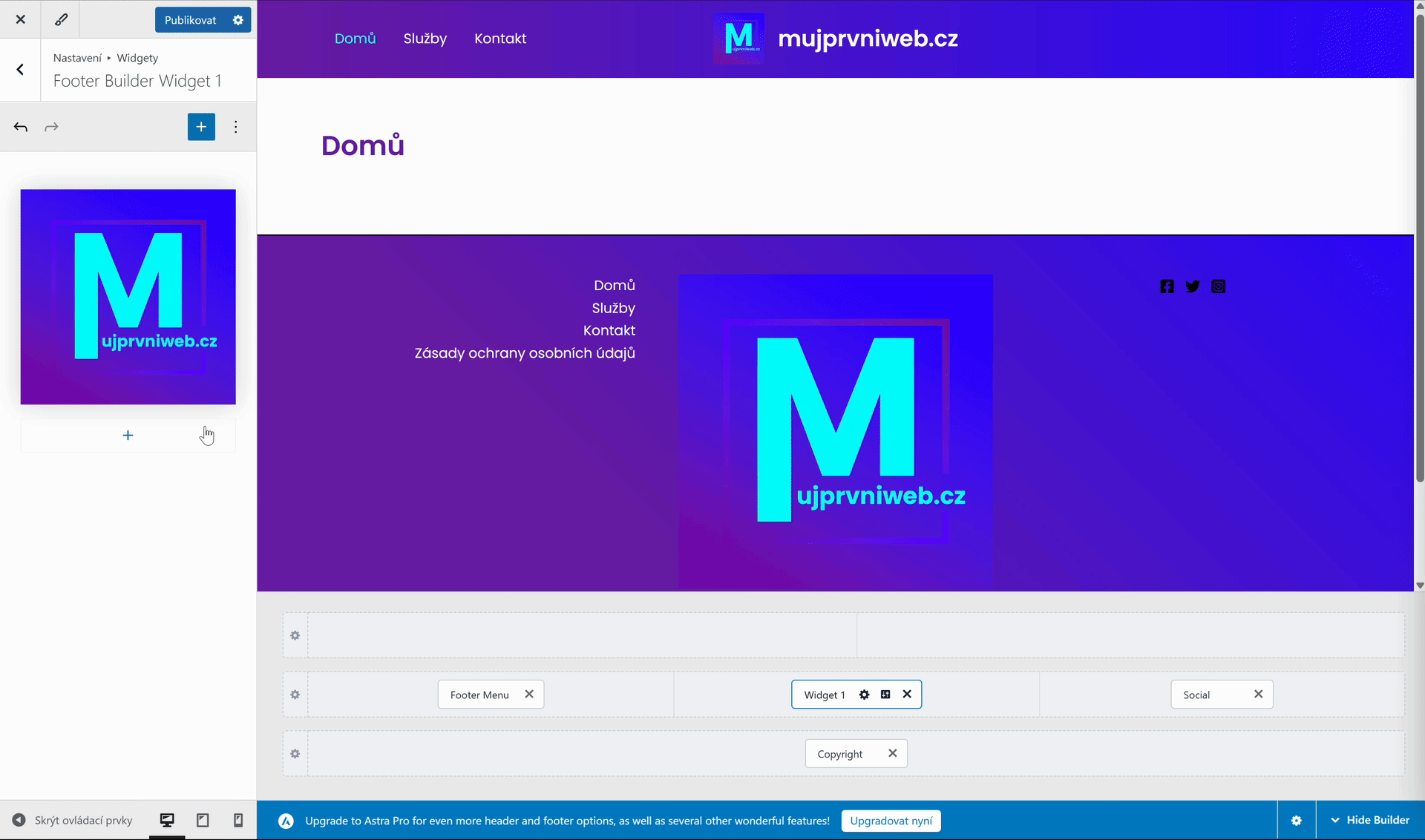 Zmenšenie loga v pätičke stránky. - WordPress - Základy - WordPress - Základy