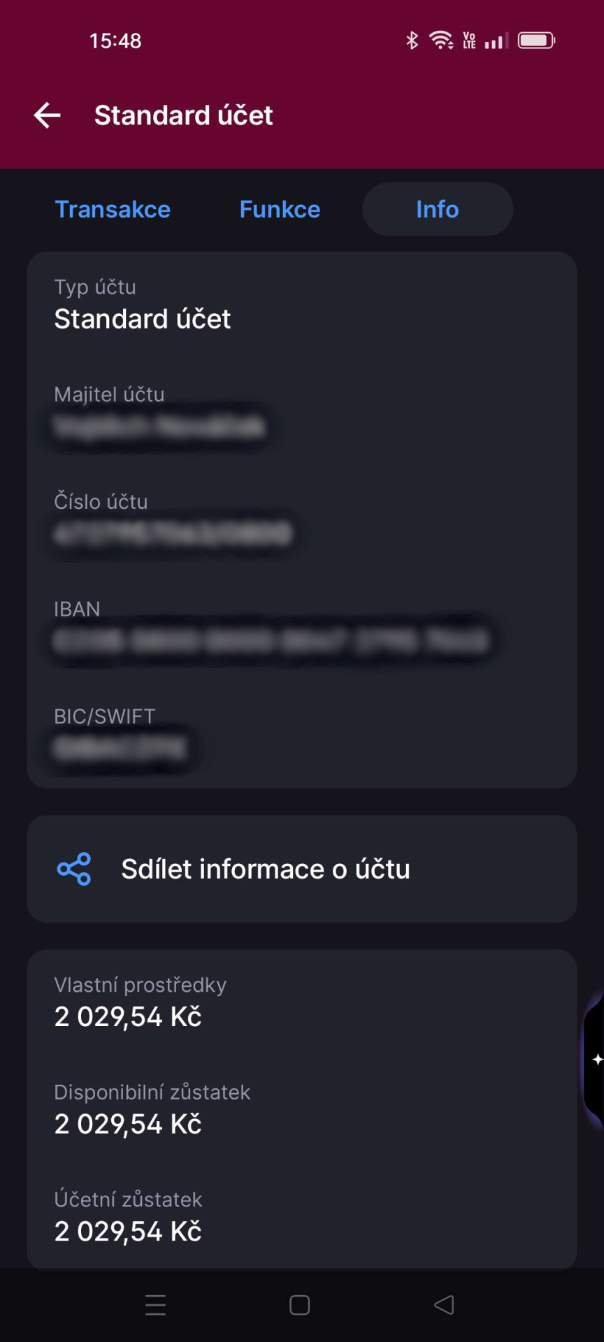 Zobrazenie informácií o účte v mobilnej aplikácii George - Internetové bankovníctvo - Internetové bankovníctvo