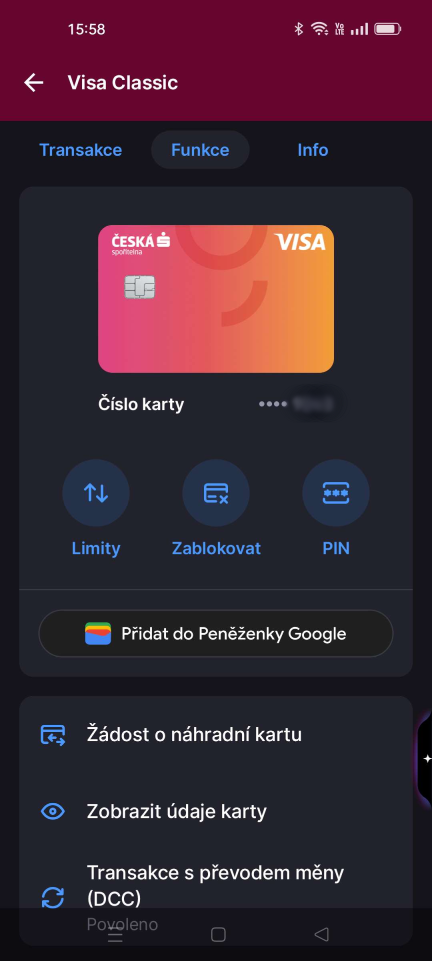 Zobrazenie platobnej karty - Internetové bankovníctvo - Internetové bankovníctvo