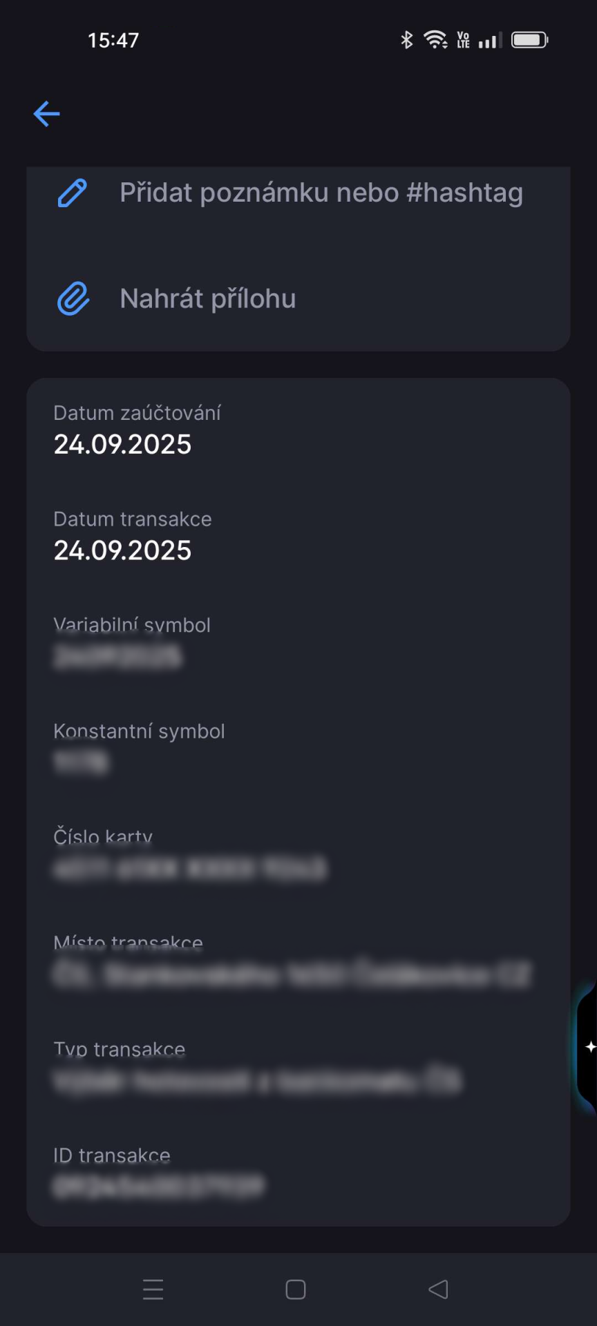 Detail transakcie v mobilnej aplikácii George - Internetové bankovníctvo - Internetové bankovníctvo