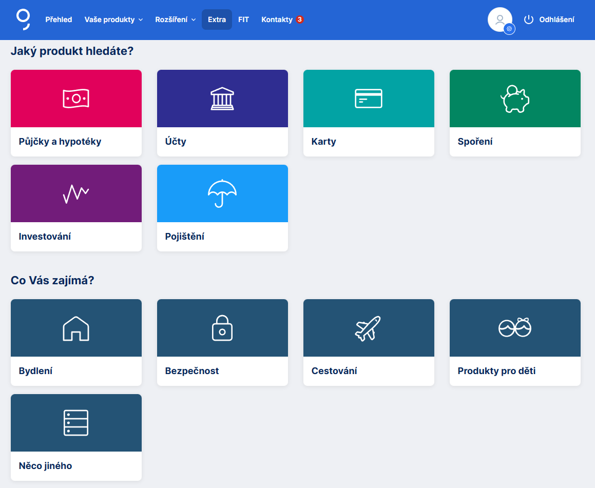 Sekcia Extra v aplikácii George - Internetové bankovníctvo - Internetové bankovníctvo