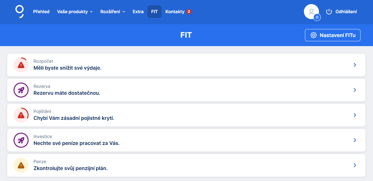 Hlavný prehľad oblastí vo FITe  - Internetové bankovníctvo - Internetové bankovníctvo