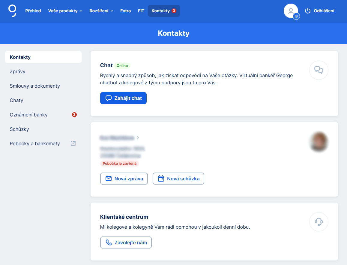 Hlavný prehľad sekcie Kontakty - Internetové bankovníctvo - Internetové bankovníctvo