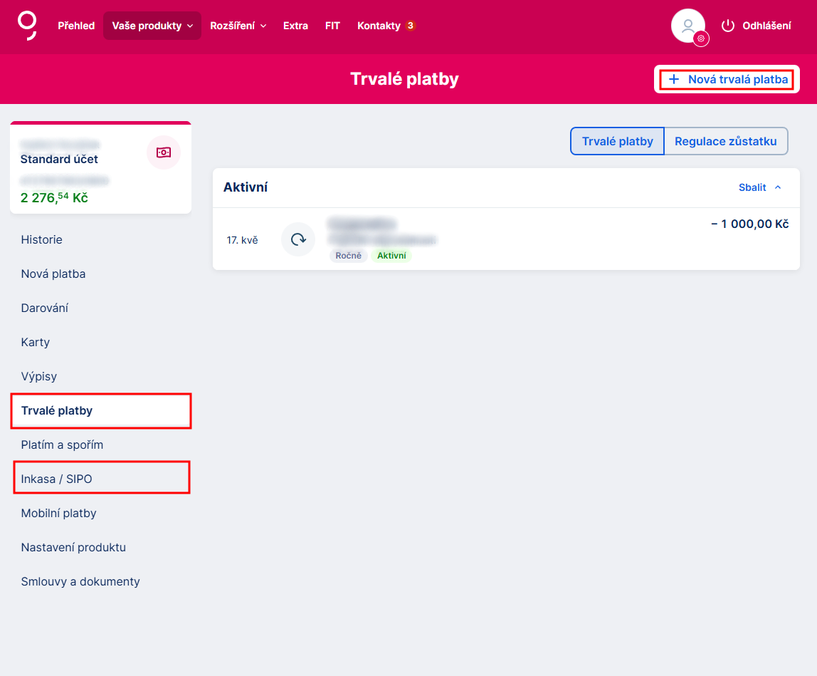 Prehľad trvalých príkazov - Internetové bankovníctvo - Internetové bankovníctvo