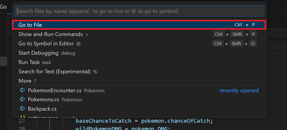 Vyhľadávanie súboru predpona - Visual Studio Code - Visual Studio Code