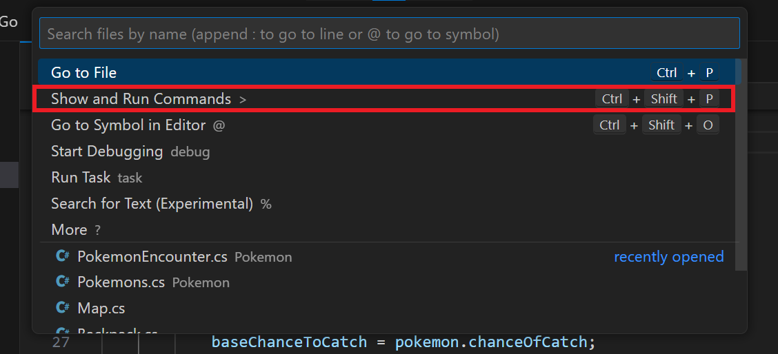 Predpona pre príkazy - Visual Studio Code - Visual Studio Code