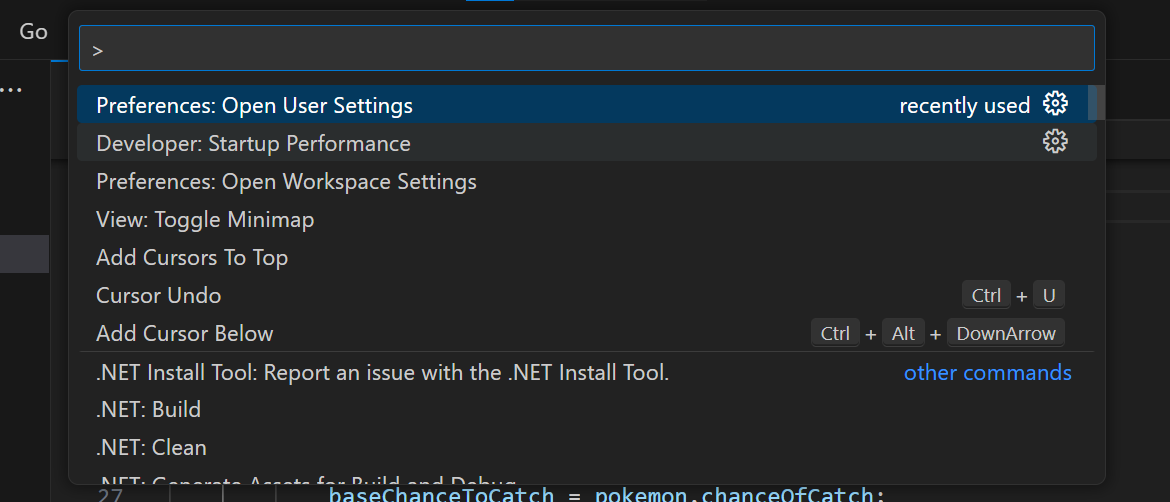 Vyhľadanie všetkých príkazov - Visual Studio Code - Visual Studio Code