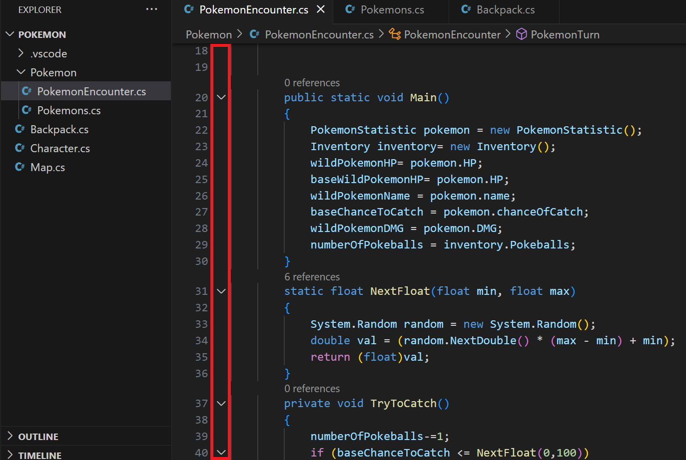 Miesto, kde sa zabaľujú bloky - Visual Studio Code - Visual Studio Code