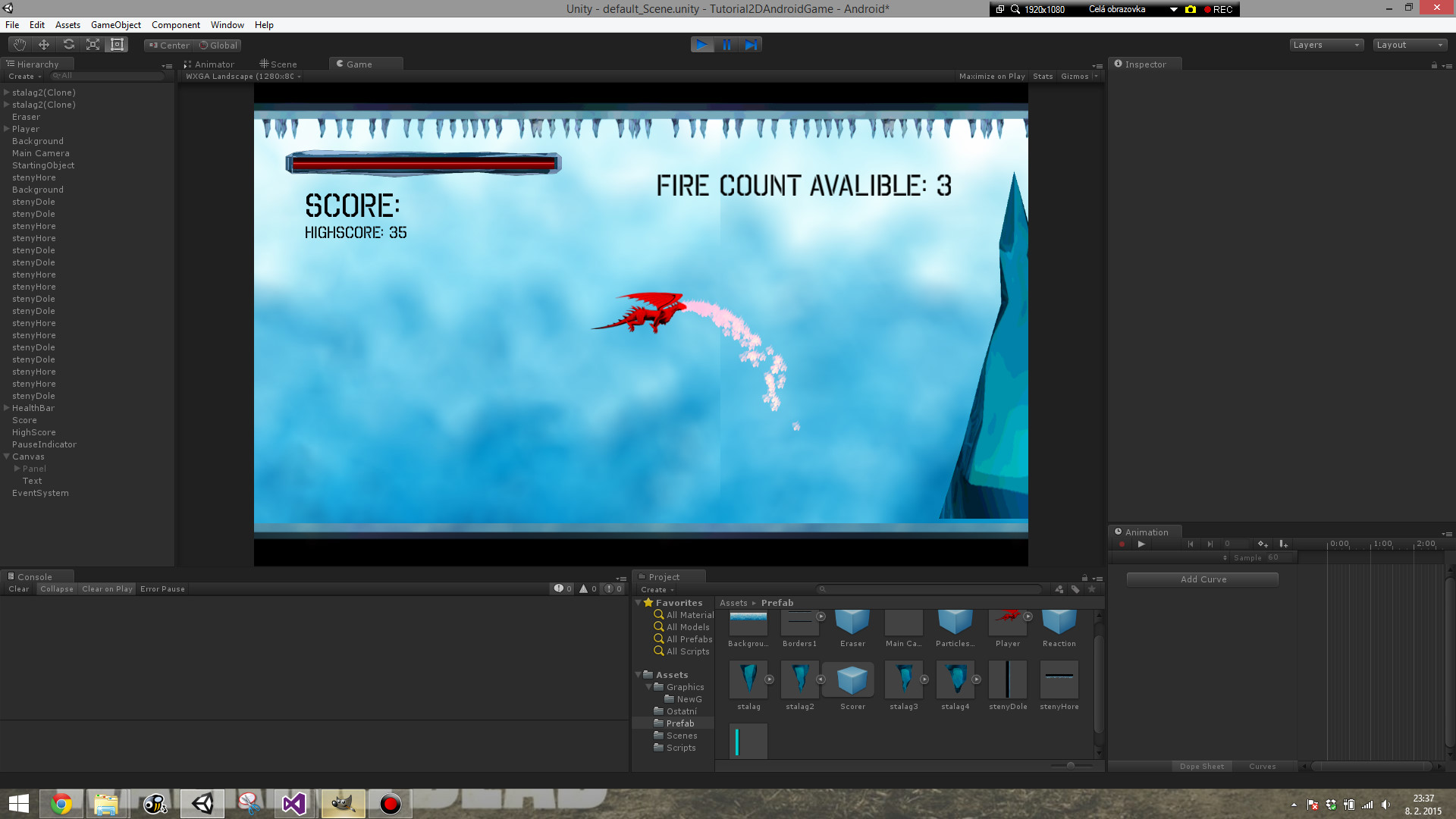Hra v C# .NET Unity 3D - Tvorba 2D arkády pre Android v Unity