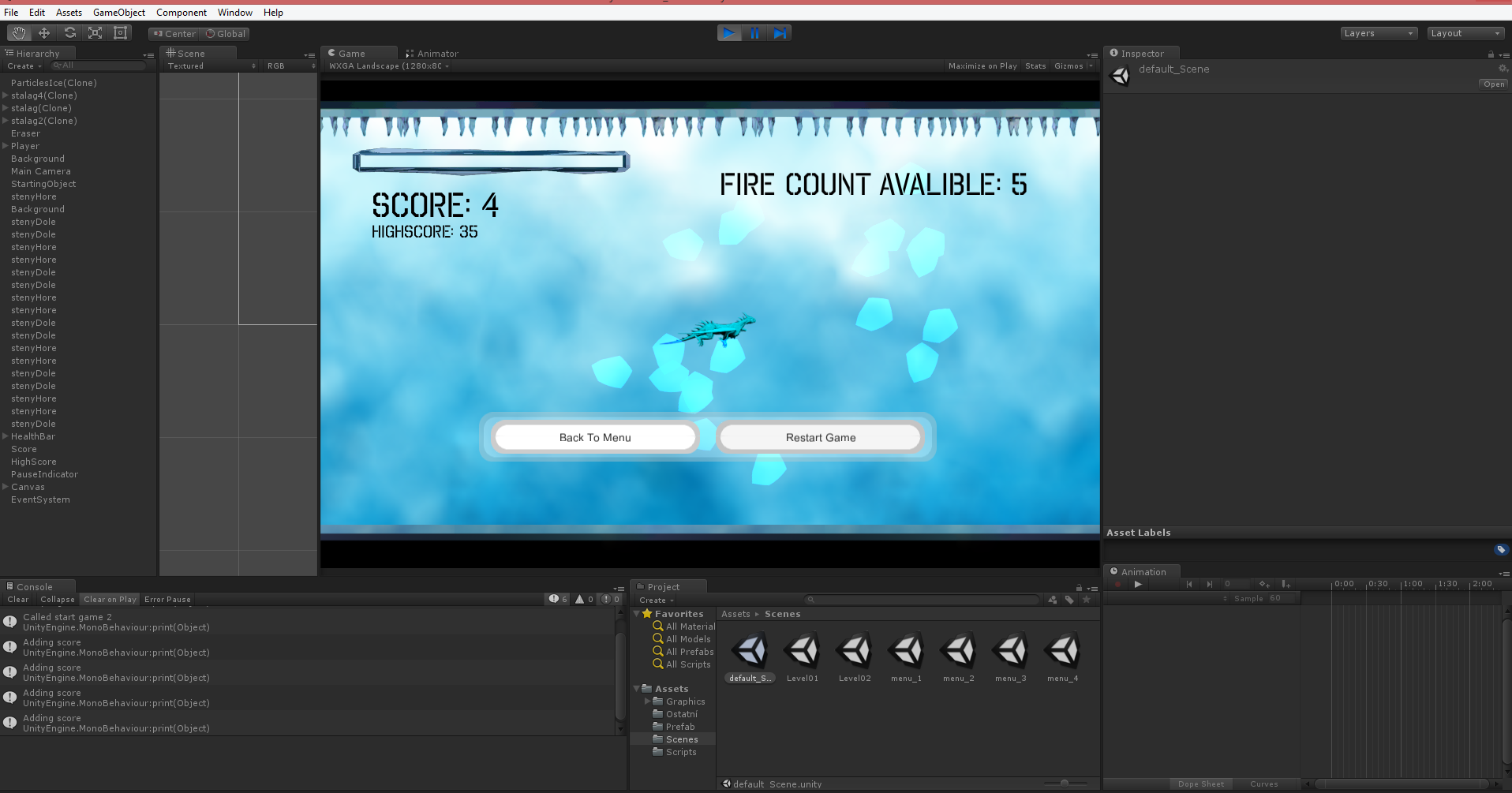 pridaná tlačidlá - Tvorba 2D arkády pre Android v Unity