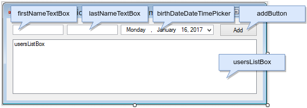 Pomenovanie komponentov ukážkovej aplikácie na serializáciu vo Visual Studio - Súbory v C# .NET