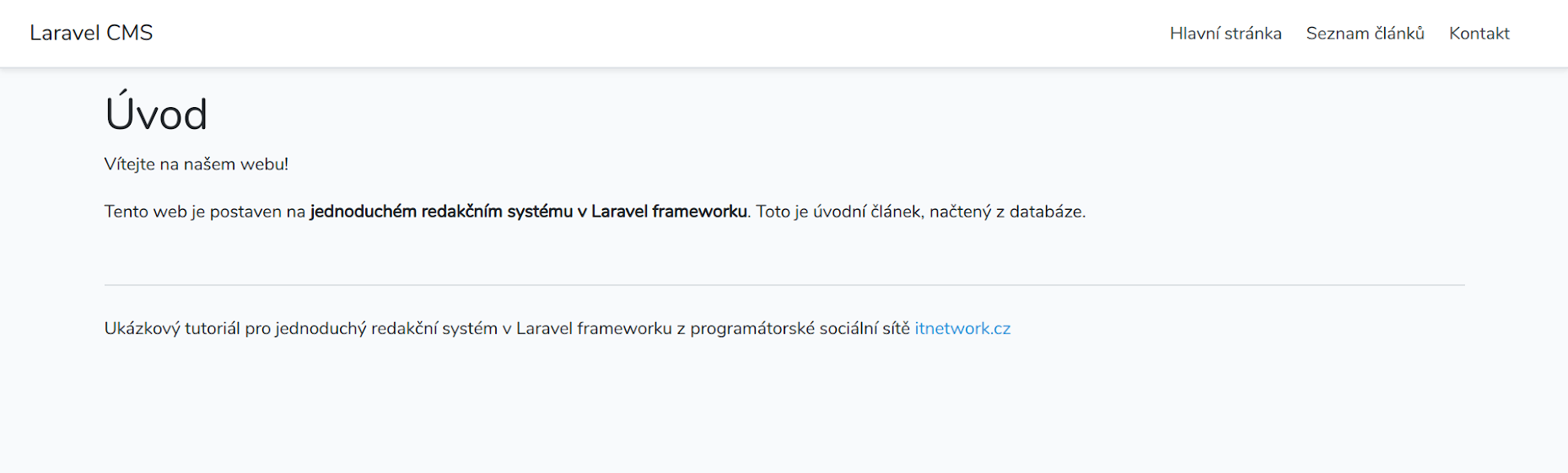 Zobrazenie úvodného článku v PHP frameworku Laravel - Laravel framework pre PHP