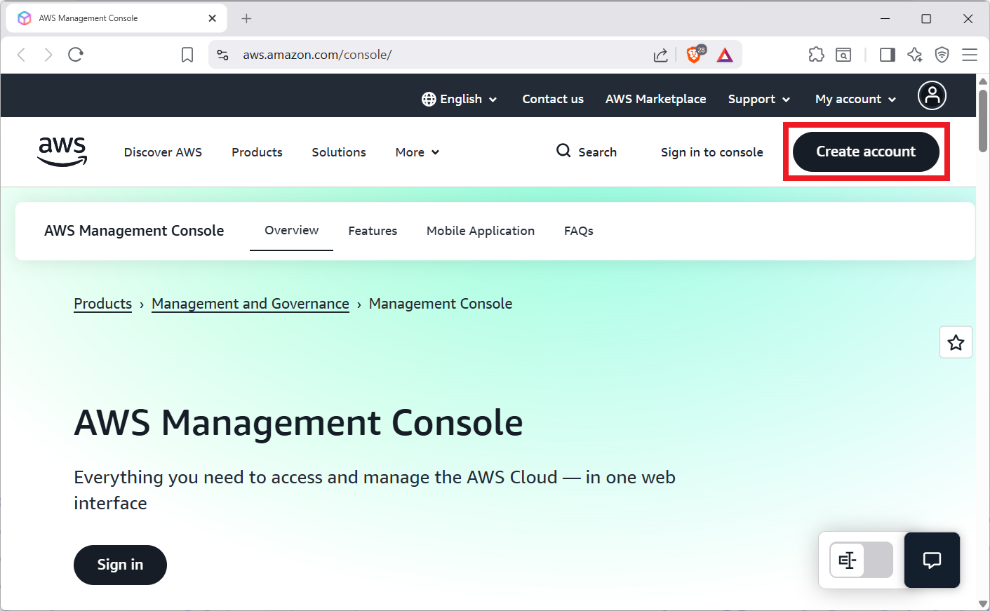 Vytvorenie nového AWS účtu - Správa serverov a služieb - Správa serverov a služieb