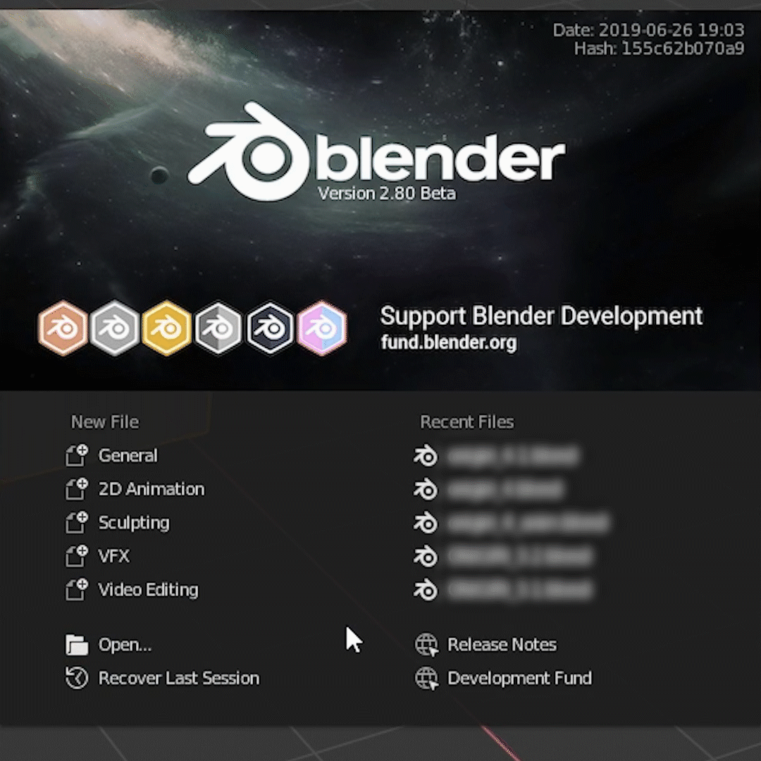 Otvorenie blend súboru v Blender - Blender